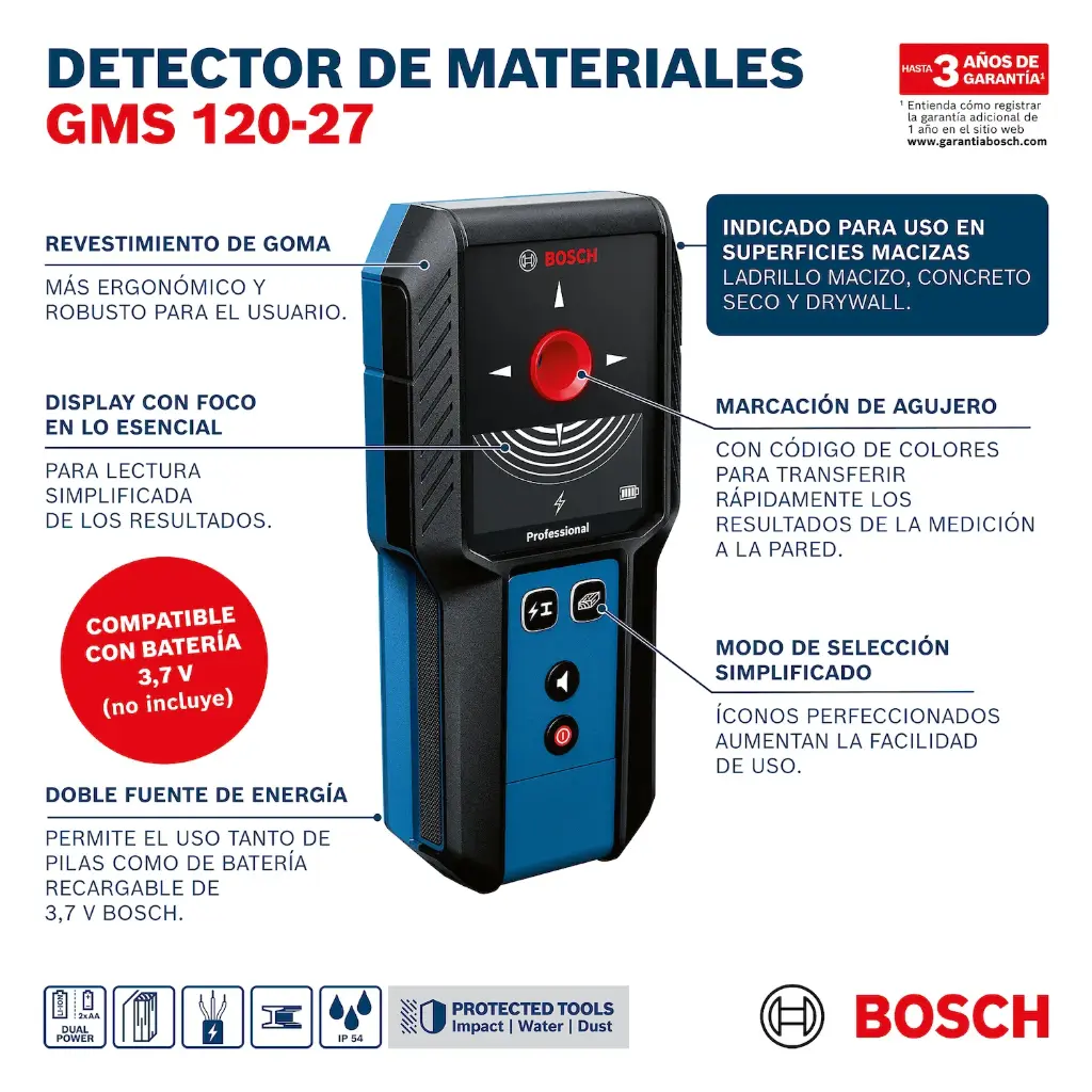Detector metales digital subestr mader-cab GMS120-27 0601081700 BOSCH