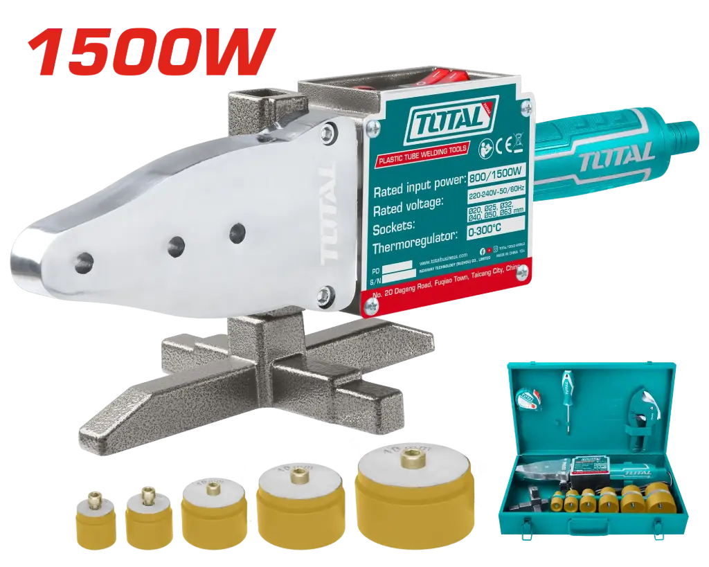 Termofusora  800/1500W + 6 boquillas tijera maletín TT328151-4 VTRI1500M TOTAL