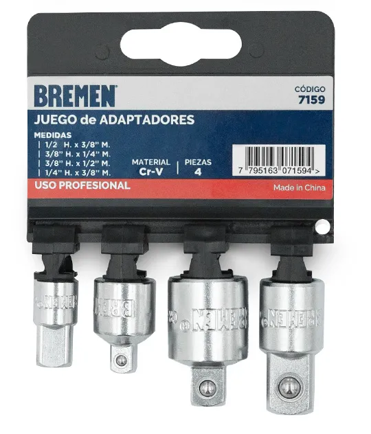 Juego de adaptadores reduccion   1/4"-3/8"-1/2"   4p 7159 BREMEN