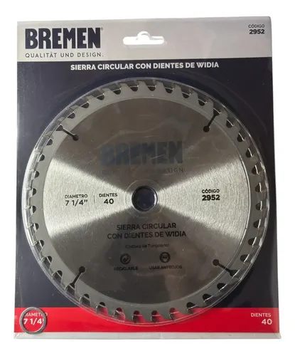 Hoja de sierra circular  184mmD (7.1/4")  40d widia (eje: 20mm/16mm) 2952 BREMEN