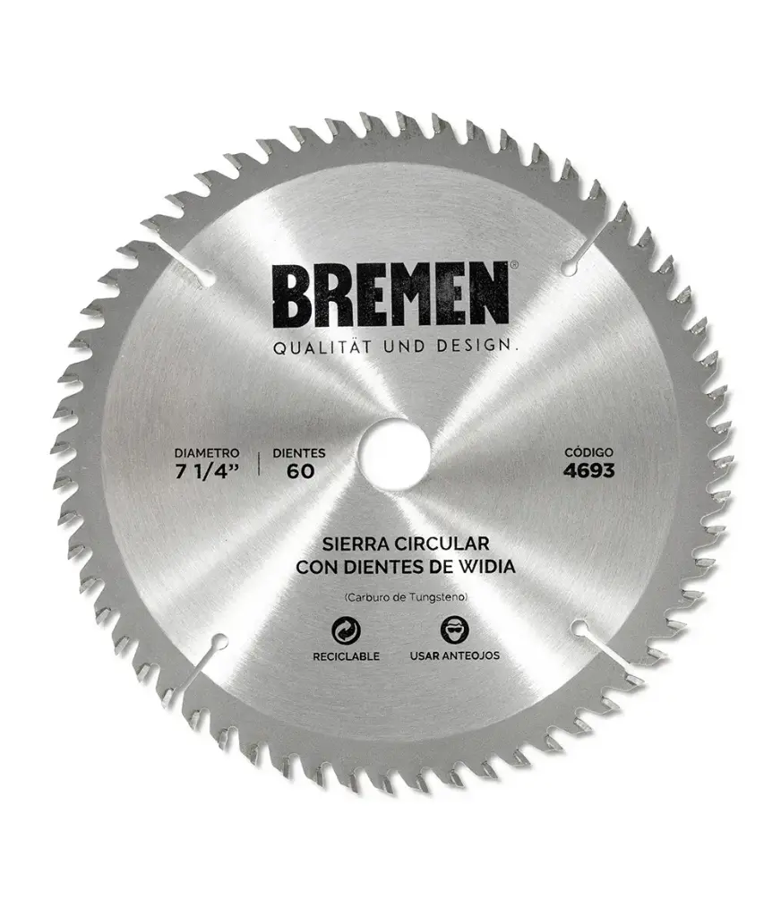 Hoja sierra circular  184mmD (7.1/4")  60d widia (eje: 20mm/16mm) 4693 BREMEN