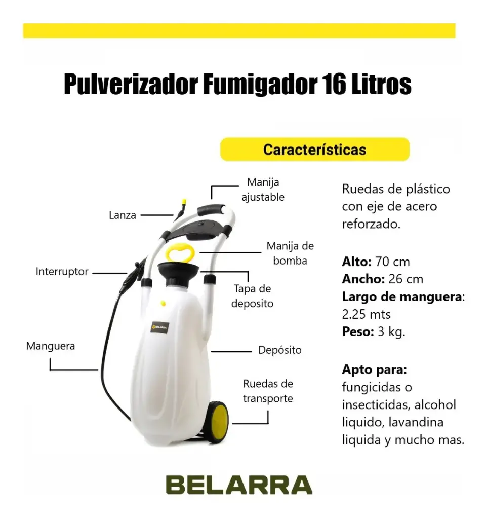 Pulverizador Fumigador carrito 16 Lts c-ruedas 602.PP.616 BELARRA