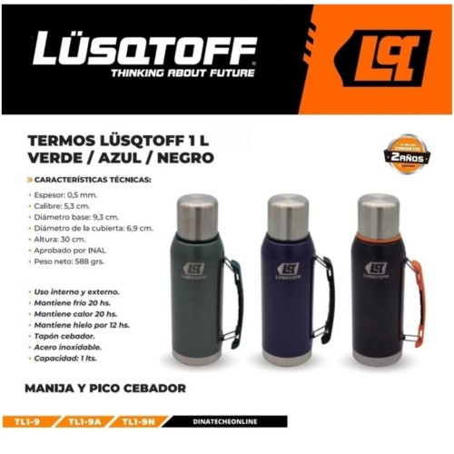 Termo 1lts clasico Negro TL1-9N LUSQTOFF