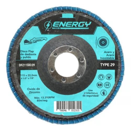 Disco flap D115  d22  Gr 40 OZ p-Ac-madera DFZ11540 ENERGY  nº