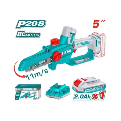 [1UZK] Motosierra inalambrica 125mm (5") 20V c-batería 2.0A y cargador BRUSHLESS TGSLI20561 V2VILC051 TOTAL 