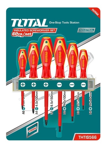 [HNL8] Destornilladores Juego   6p planos-Phillips 1kV THTIS566 XDA000600 TOTAL