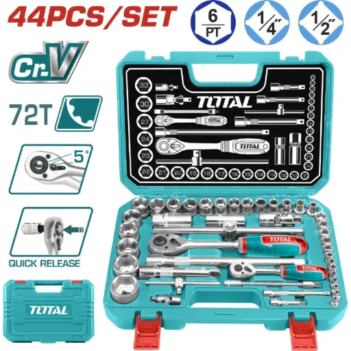 [HNM5] Bocallaves Juego    1/4-1/2" 44p c-acces THT421441 XCH004400 TOTAL
