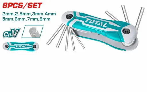[HNO3] Juego de llaves Allen 8p "L"  2 a 8mm navaja Cr V THT1061826 XLKIH0800 TOTAL