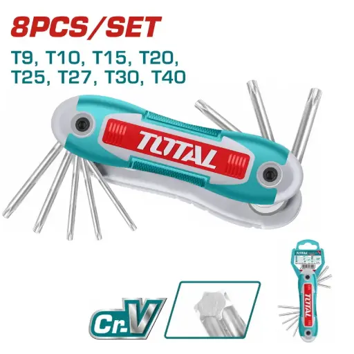 [HNO4] Juego llaves Torx 8 piezas T9 a T40 navaja THT1061846 XILKT0800 TOTAL
