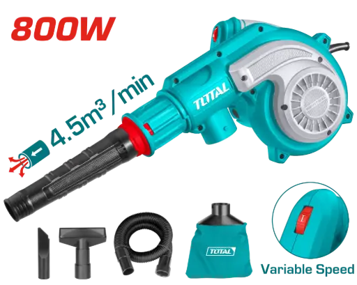 [UG9V] Soplador-aspirador  800W 15000rpm + bolsa tubo 2 boquillas TB8036-4 VSAI0801 TOTAL