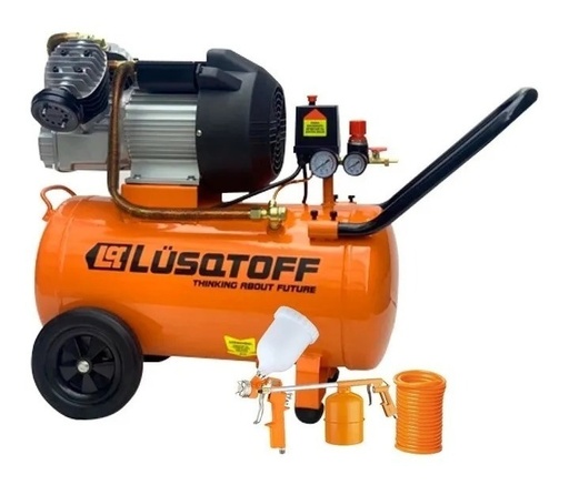 [R6UM] Compresor 3.5HP 50lts bicilindrico directo + kit 3 piezas LC-3550BK LUSQTOFF