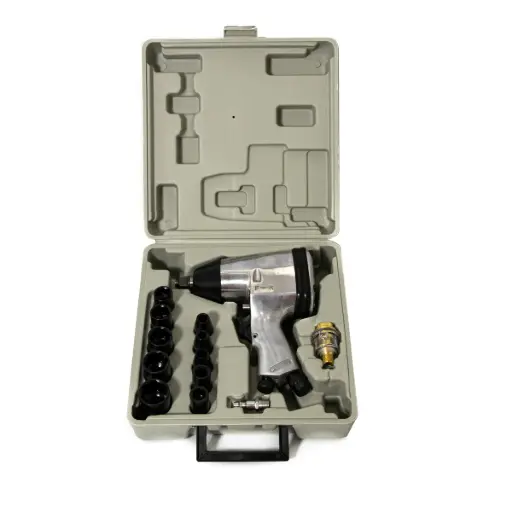 [LG1Z] Llave de impacto neumática  1/2" 312nm + maletín kit 10 bocallaves lubricador LNIH1200 SALKOR