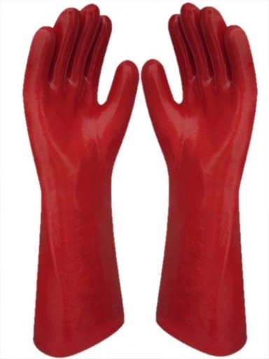 [0VEE] Guante PVC  400mm ROJ entelado #10 Par