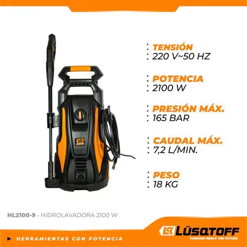 [VWZ3] Hidrolavadora 165Bar 2100W  7,2L/min depósito detergente incorporado 220V HL2100-9 LUSQTOFF