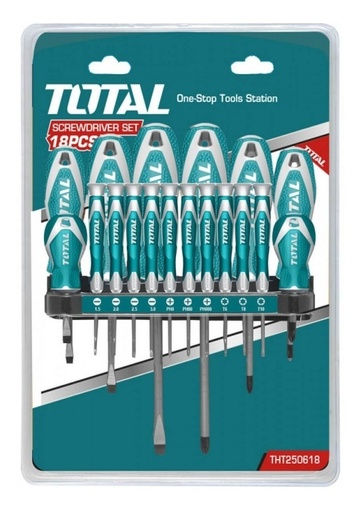 [UZ2T] Destornilladores Juego  18p planos-Phillips THT250618 XDKI01800 TOTAL