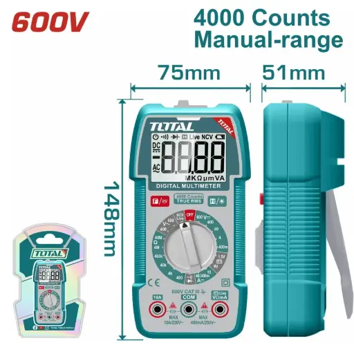 [WSV6] Tester digital  600V  4000 cuentas INDUSTRIAL TMT536002 XTS046001 TOTAL