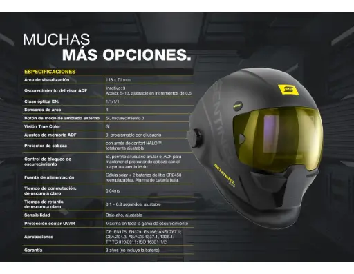 [RY36] Careta máscara soldador fotosensible tono 3/13 digital SENTINEL A60 ESAB