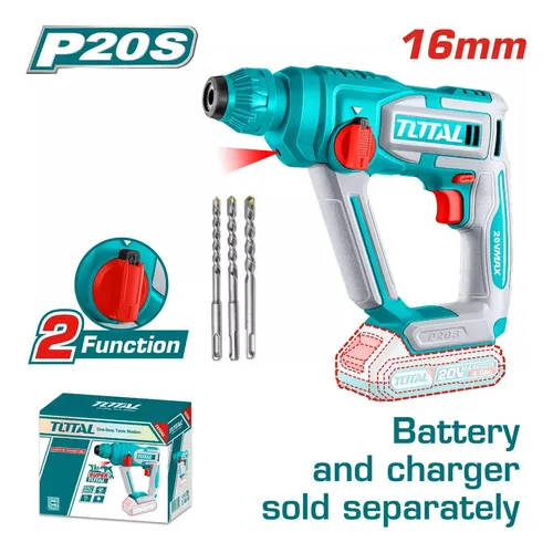 [UZ2C] Rotomartillo a batería 20V  16mm + mechas SDS PLUS SOLO TRHLI20168 V2V0MR160 TOTAL