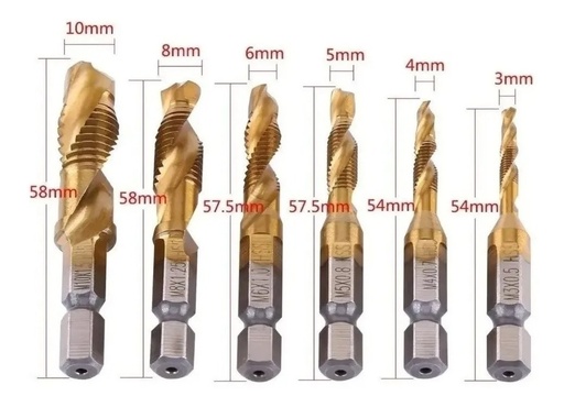 [GQ0N] Mechas varias   6piez Jgo HSS macho RU51322 RUHLMANN