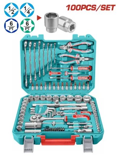 [QLU0] Set bocallaves Herramientas Jgo 100 piezas XCH010000 THKTHP21006 TOTAL