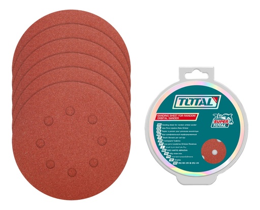 [DB3Y] Discos lija D125 Juego x  50p roto orbital (10 GR40, 15 GR80, 15 GR120, 10 GR180) TAC7312511 ZLJ001251 TOTAL