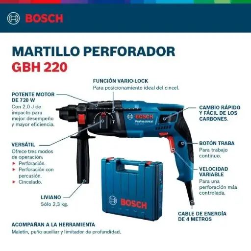 [9M6Q] Rotomartillo SDS PLUS  20mmD  720W 2.0J GBH  220 06112A60H0 BOSCH