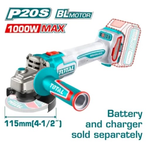 [1HB5] Amoladora angul a bateria D115 20V  8500rpm SOLA BRUSHLESS TAGLI27153 V2VIAM161 TOTAL