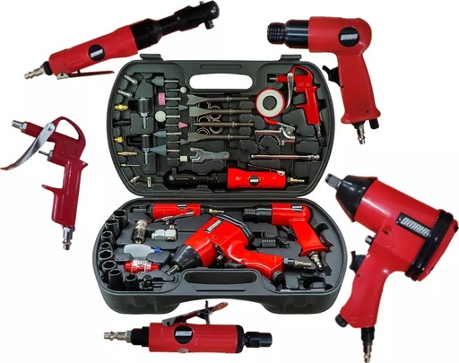 [LXK-01] Kit neumática Llave impacto 1/2" + Amoladoras rectas + Martillo + Pistola + Acc LXK-01 OMAHA