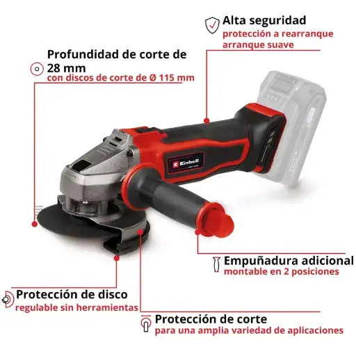 [4431166] Amoladora angular a bateria D115 (4.1/2") 18V TE-AG 18/115-2 Li - Solo 4431166 EINHELL