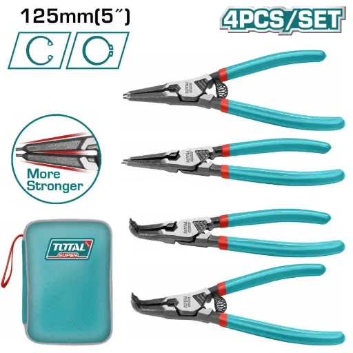 [THTJ214041] Kit juego de cuatro pinzas Seeger/seguer 125mm (5") INDUSTRIAL THTJ214041 XPKIS0400 TOTAL