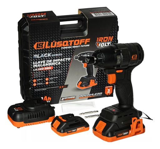 [LIL260-9BK] Atornillador Impacto 260nm inalam 18V + 2 bat 2.0A Brushless IRON VOLT Black Series LIL260-9BK LUSQTOFF