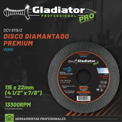 [DCV8115/2] Disco diama VIDRIO D115 1.6 d22  DCV8115/2 GLADIATOR