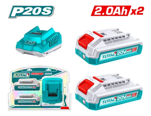 [TFBCPK2212-4] Starter Kit 2 Baterías 20V 2.0A + 1 Cargador 2.0A INDUSTRIAL TFBCPK2212-4 V2VIKB201 TOTAL