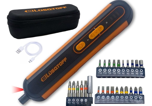 [ADL4-8] Atornillador 1/4" inalámbrico 4V + 28 acc ADL4-8 LUSQTOFF