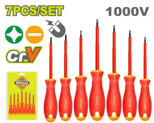 [DMDS07DAC] Set de 7 Destornilladores Aislados Cr-V DYLLU DTSS7407 DMDS07DAC