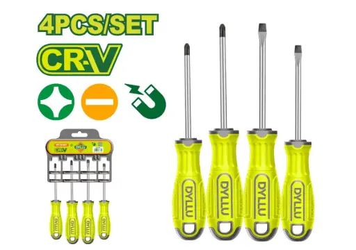 [DMDS04D0C] Juego de 4 Destornilladores Cr-V bicomponente imantado DTSS1204 DMDS04D0C DYLLU
