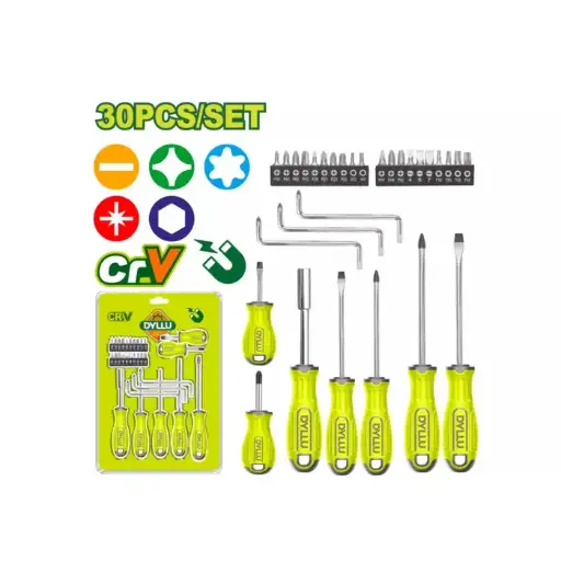 [DMDS30D0C] Juego de 30 Destornilladores c-mango 1/4" Cr-V DTSS1430 DMDS30D0C DYLLU
