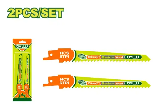 [DCHCSSM20] Set Hojas sierra sable 2 Pcs 150mm (6") p-madera HCS 6TPI DTJT611D DCHCSSM20 DYLLU
