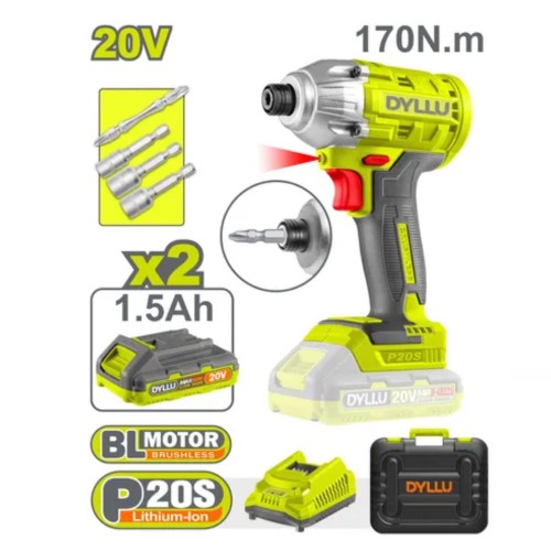 [DI20AI170] Atornillador de Impacto 1/4" 20V 170 Nm + maletín cargador 2 bat BRUSHLESS DTCD2512-4 DI20AI170 DYLLU