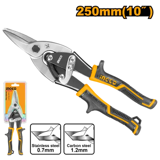 [HTSN0110S] Tijera aviación corta chapa recta 250mm (10") HTSN0110S INGCO
