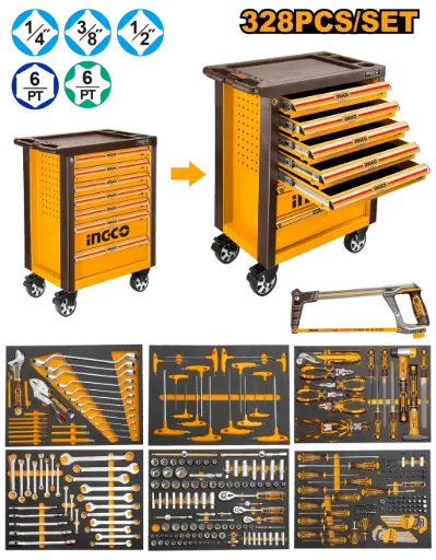 [HTCS273281] Carro de 328 Pcs Set Combinado HTCS273281 INGCO