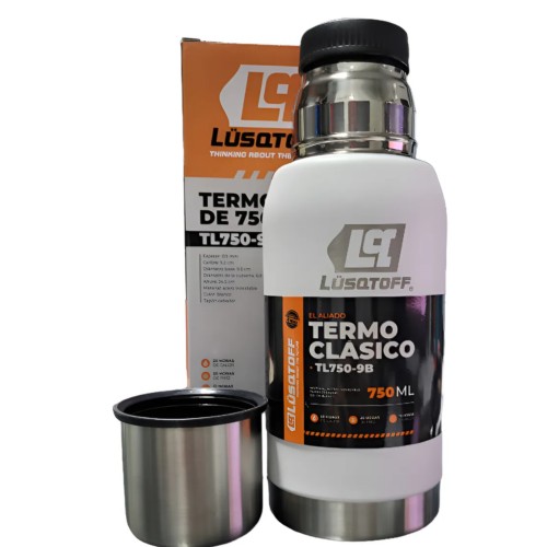 [TL750-9B] Termo de mano 0,75Lto AcInox BLANCO TL750-9B LUSQTOFF