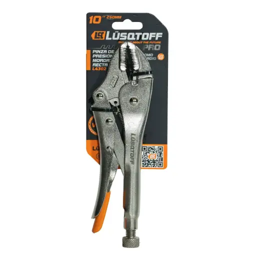 [L4302] Pinza de presion mordaza RECTA 10" (250MM) Profesional L4302 LUSQTOFF