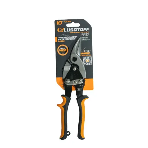 [L4402] Tijera aviación corta chapa IZQUIERDO 10" (250MM) Profesional L4402 LUSQTOFF