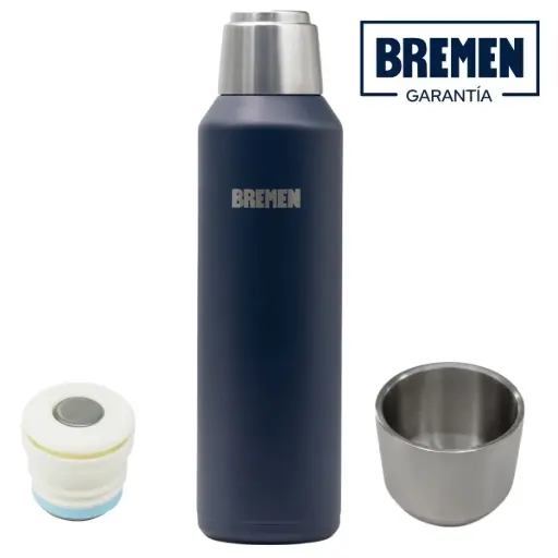 [8200B] Termo 1 litro acero inoxidable tapa magnética pico cebador AZUL 8200 BREMEN