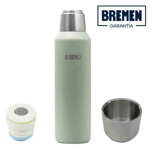 [8202B] Termo 1 litro acero inoxidable tapa magnética pico cebador VERDE 8202 BREMEN