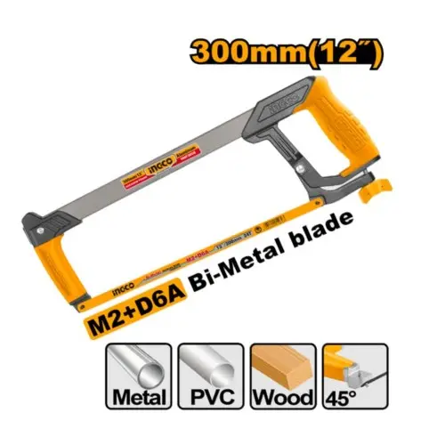 [HHF3008] Arco de sierra metálico 90-45° 300mm 12" mango ergonómico PROFESIONAL HHF3008 INGCO