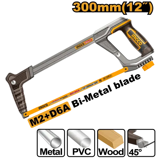[HHF3188] Arco de sierra metálico 90-45° 300mm 12" mango ergonómico INDUSTRIAL HHF3188 INGCO