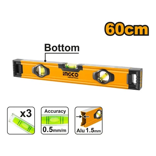 [HSL08060] Nivel Aluminio Reforzado 60 Cm 3 Burbujas Industrial HSL08060 INGCO