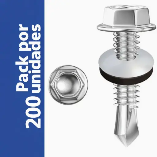 [IH3E0] Combo x 200 Tornillo autoperforante c-hexagonal #14x76mmL p-mecha AcCinc FB 150HEX0000S0076 65.A.14.76